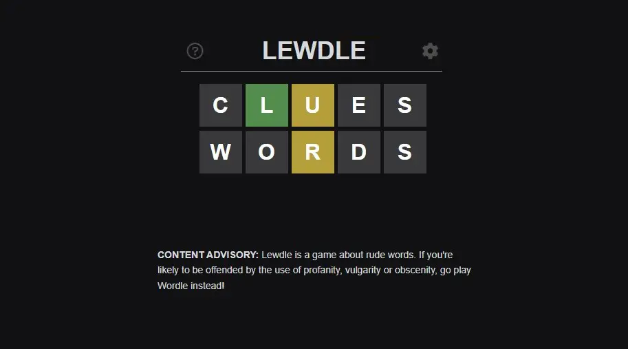 Lewdle Word Game Today Answer